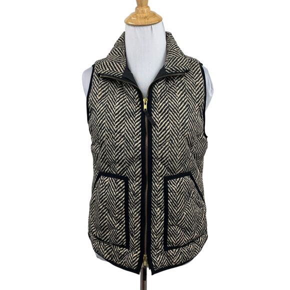 J Crew Vest Womens XS Extra Small Excursion Quilted Herringbone Down Full Zip - Picture 1 of 12
